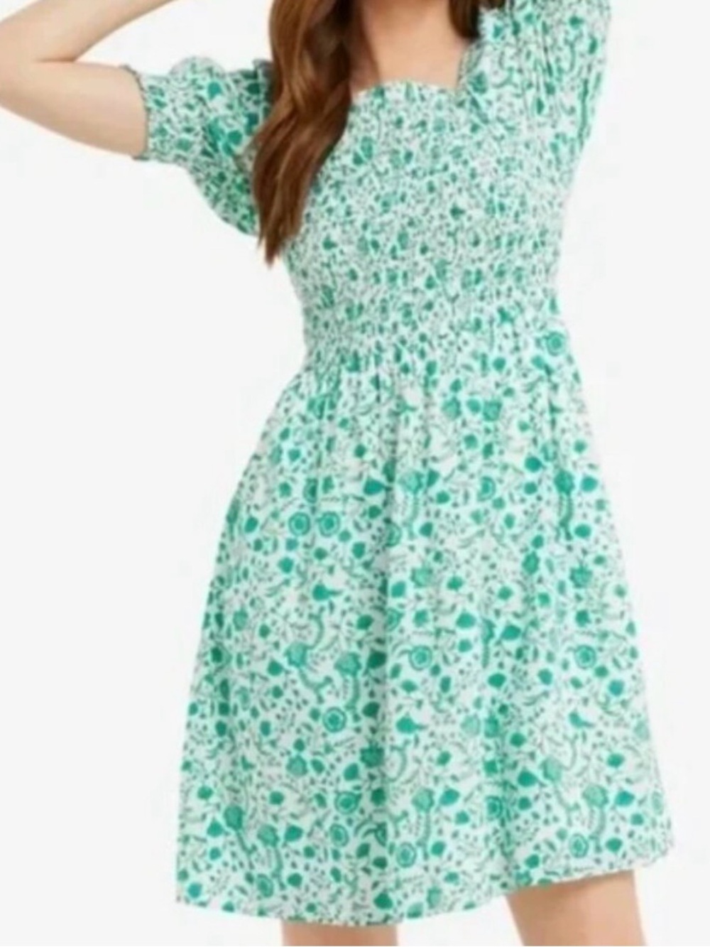 Draper James Mint Green and White Floral Midi Dress